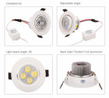 Dimmable LED Downlight 3W 4W 5W Spot LED AC110V 220V Sandy Silver White Black Body House Natural Daylight Warm Pure White