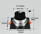 Recessed Square Dimmable LED Downlights 7W 9W 12W COB LED Ceiling Lamp AC85-265V Warm/Cold White LED Spot Lights Indoor Lighting