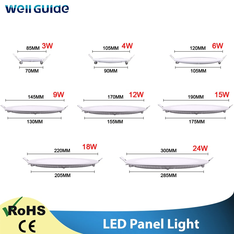 LED Ultra thin Downlight lamp 3W 4W 6W 9W 12W 15W 18W 24W led ceiling recessed grid downlight slim round square led panel light