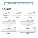 LED Ultra thin Downlight lamp 3W 4W 6W 9W 12W 15W 18W 24W led ceiling recessed grid downlight slim round square led panel light