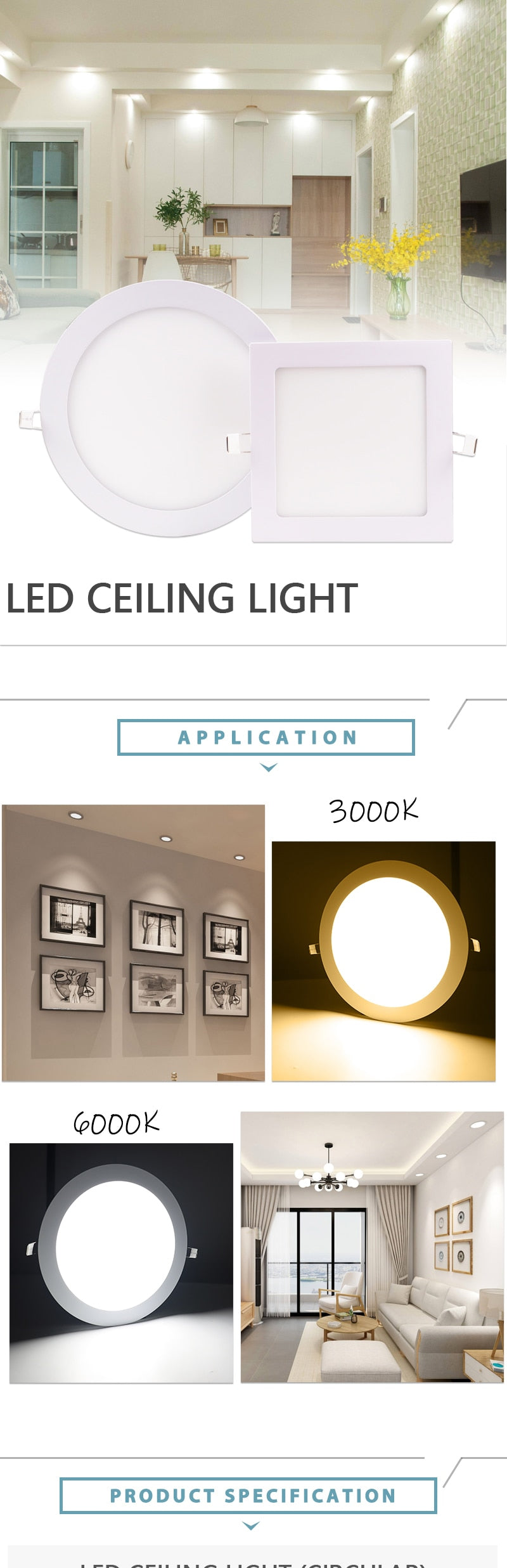 LED Ultra thin Downlight lamp 3W 4W 6W 9W 12W 15W 18W 24W led ceiling recessed grid downlight slim round square led panel light