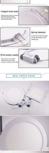 LED Ultra thin Downlight lamp 3W 4W 6W 9W 12W 15W 18W 24W led ceiling recessed grid downlight slim round square led panel light