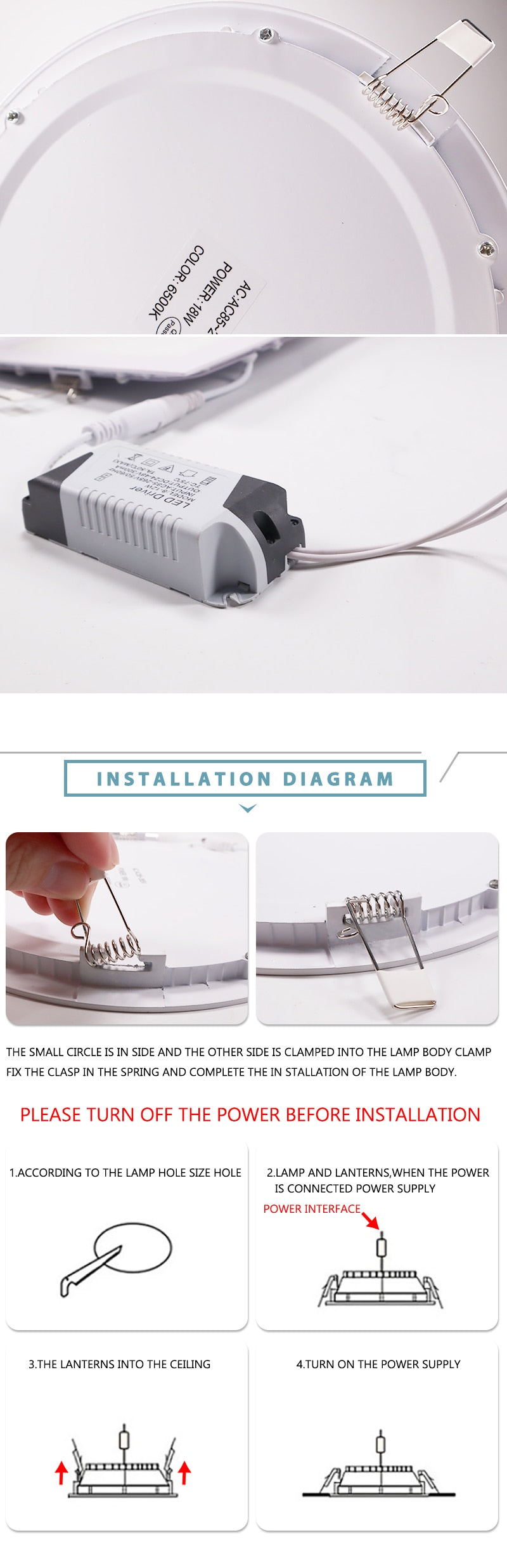 LED Ultra thin Downlight lamp 3W 4W 6W 9W 12W 15W 18W 24W led ceiling recessed grid downlight slim round square led panel light