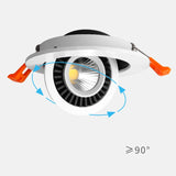 Dimmable recessed LED Downlights Angle Adjustable COB Ceiling Lamp Spot Lights 7w 9w 12w 15w 18w Rotating LED downlight AC85-265V