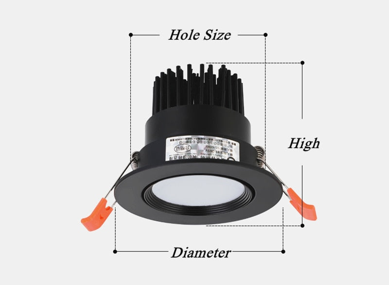 Dimmable Recessed LED Downlights 5W 7W 9W 12W 15W COB LED Ceiling Spot Lights AC110-240V LED Ceiling Lamps Indoor Lighting