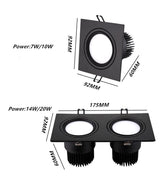 Square Bright Recessed white black LED Dimmable Downlight COB 7W 10W 14W 20W LED Spot light decoration Ceiling Lamp AC85-265V