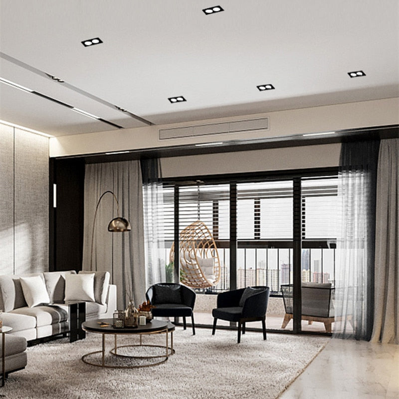 Square Bright Recessed white black LED Dimmable Downlight COB 7W 10W 14W 20W LED Spot light decoration Ceiling Lamp AC85-265V