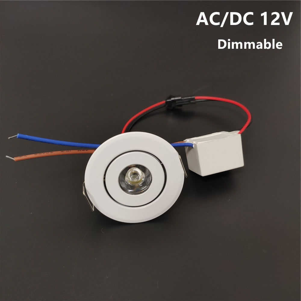 led mini downlight ac/dc 12v 1W recessed spot light black/white/silver/Gold with dimmable driver hole size 42-45mm