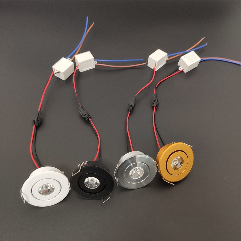 led mini downlight ac/dc 12v 1W recessed spot light black/white/silver/Gold with dimmable driver hole size 42-45mm