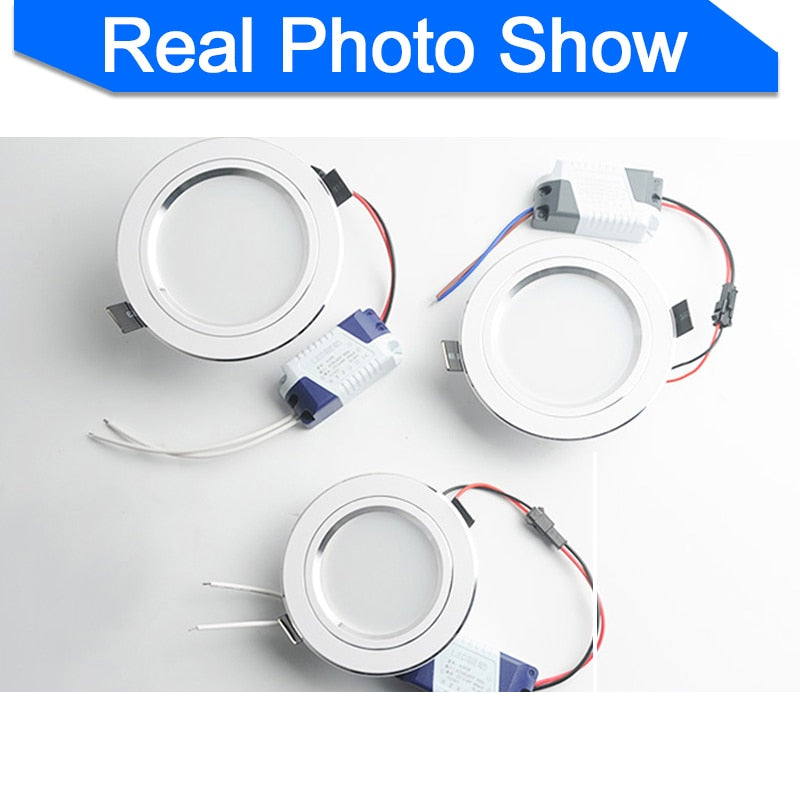 LED Downlight 3W 5W 9W 15W 18W Silver White Ultra Thin Downlight AC110V 220V 240V Round Recessed LED Spot Lighting