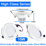 LED Downlight 3W 5W 9W 15W 18W Silver White Ultra Thin Downlight AC110V 220V 240V Round Recessed LED Spot Lighting