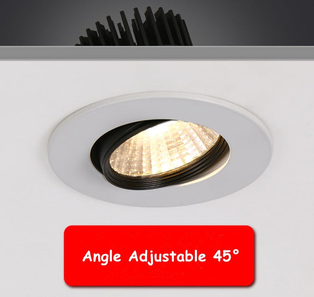  Angle Adjustable COB LED Recessed Spot Lights Dimmable 5W 9W 12W 3000K/4000K/6000K LED Ceiling Downlights AC110/220V