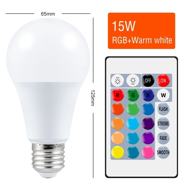 E27 Led Lamp Dimmable 16 Colors RGB Light Bulb 220V Led Magic Bulb Spot Light 5W 10W 15W Smart Control Led RGBW Lamp Home Decor