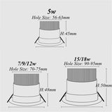 Dimmable COB Downlights Lamp 220v Ceiling Led Spot Lights 7W 9W 18W Recessed Round Room Kitchen Chambre Indoor Round Light