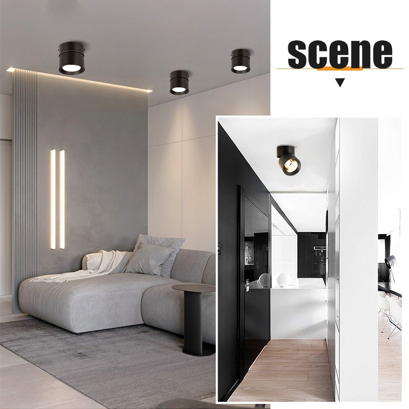 Led Downlights 220V 110V Surface Mounted 5/10/15/25W Mini Spot Led Down Light Lamp Foldable Downlights Home Lighting Living Room