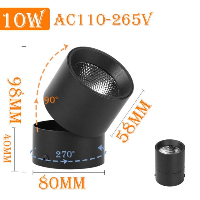 Led Downlights 220V 110V Surface Mounted 5/10/15/25W Mini Spot Led Down Light Lamp Foldable Downlights Home Lighting Living Room