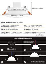 LED Downlight Spot LED Recessed Smart Dimmable Ceiling 7W Round Plafond Light 220V 110V RGB Color Changing Light Bulb Track Lamp