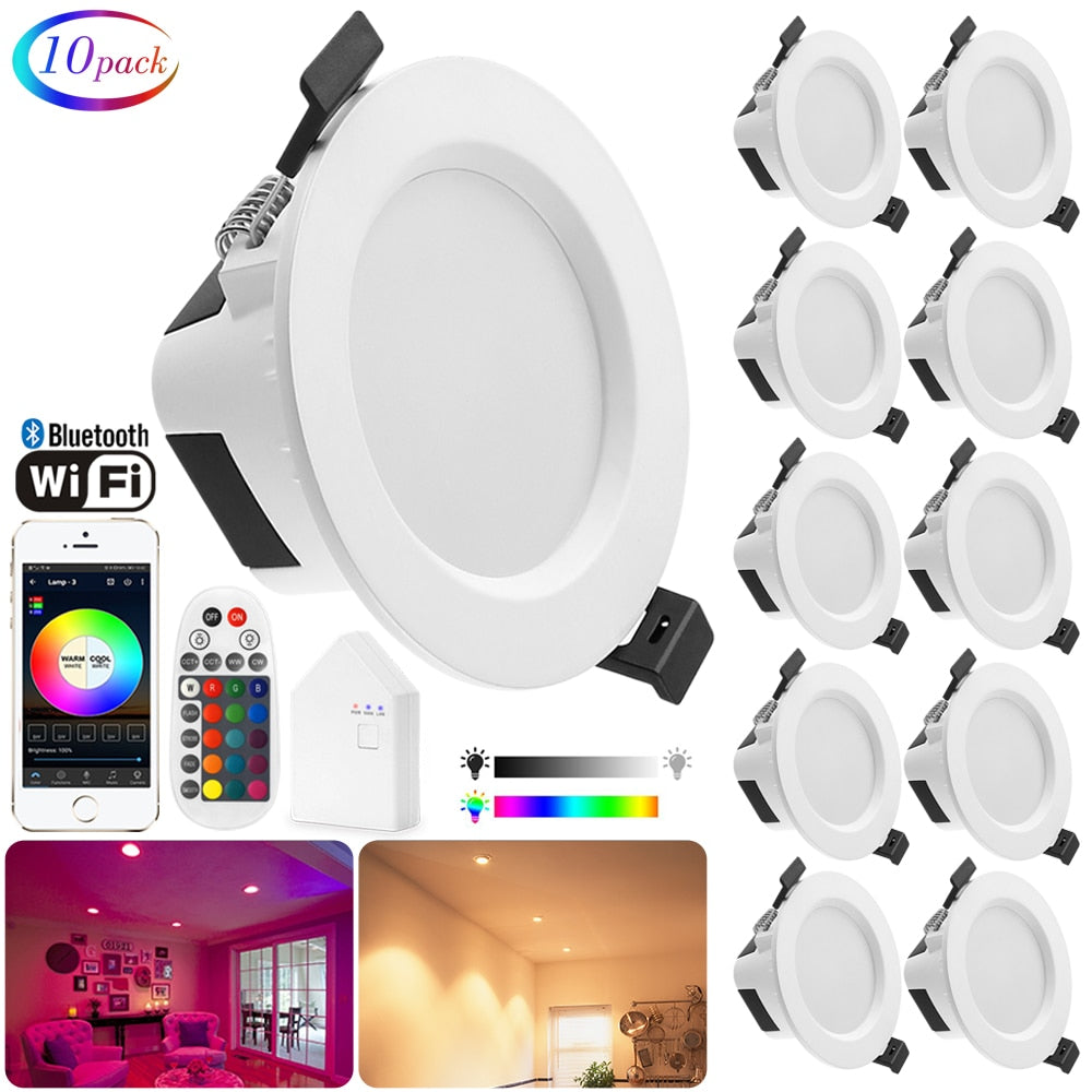LED 10X 9W 5W RGB Warm Cool White 5in1 LED Ceiling Lamp DownLight WIFI/Bluetooth Spotlight APP/Music Remote Controller Timer Dimmer
