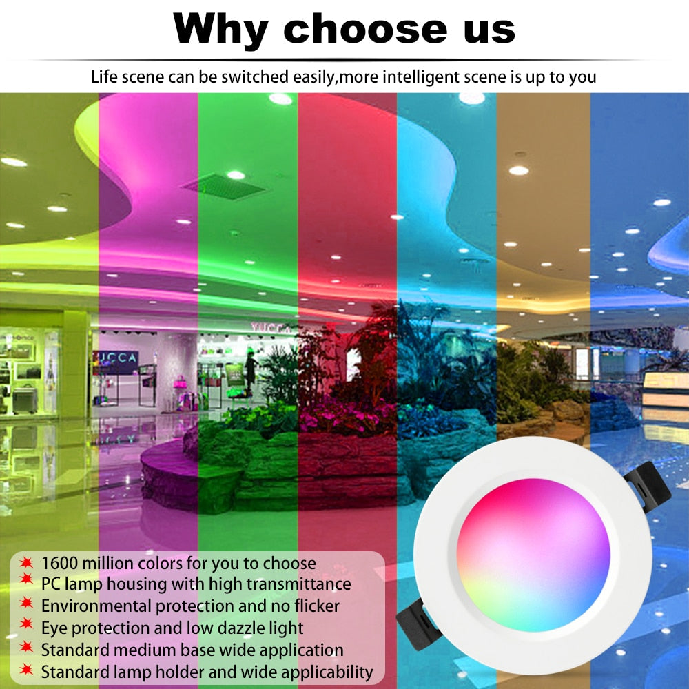 LED 10X 9W 5W RGB Warm Cool White 5in1 LED Ceiling Lamp DownLight WIFI/Bluetooth Spotlight APP/Music Remote Controller Timer Dimmer