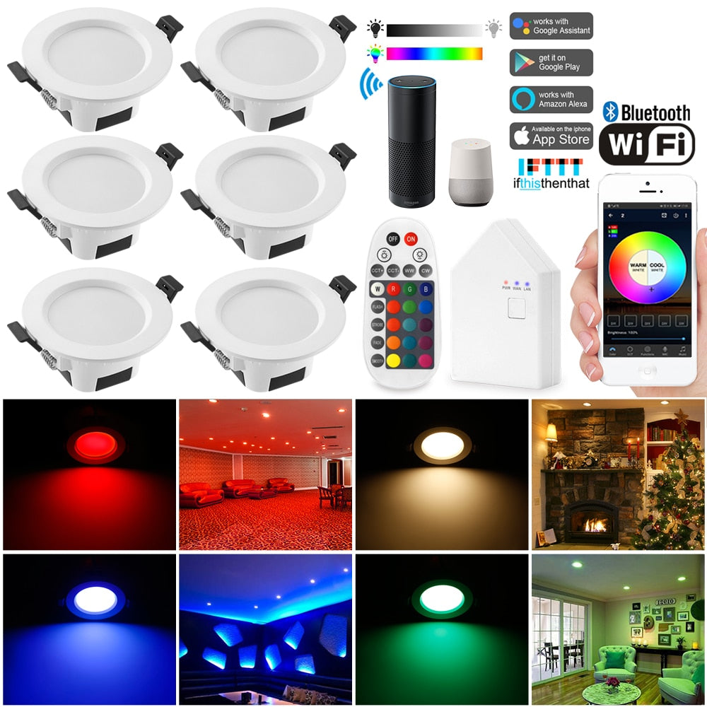 RGB Warm Cool White 5in1 LED Ceiling Lamp DownLight 6W 9W 5W 15W WIFI/Bluetooth Spotlights APP/Music Controller Timer Dimmer