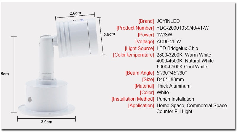 Hot Sale Recessed Led Mini Downlights 3W AC90-260V DC12V 360 Degree Rotating Spot Lighting LED Ceiling Down Lamp Indoor Lighting