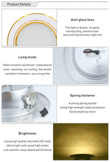 Led Downlight 5W 9W 12W 15W 18W 220V Ceiling Light Recessed Down light Round Led Panel Light Cold Warm white LED Spot light