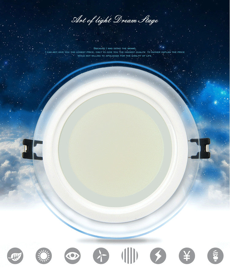 LED Panel Glass Square Downlight Dimmable Super Bright  round Ceiling Recessed Panel Lights LED Spot Light Bulb AC110V 220V