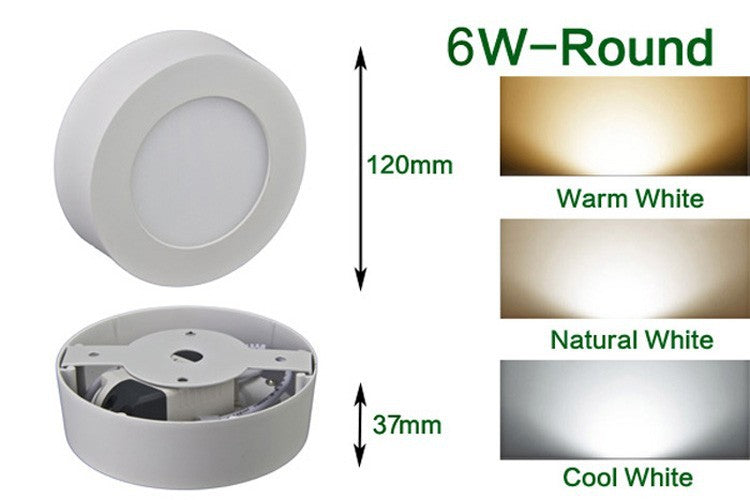 High brightness 6W 12W 18W 24W Round/Square LED panel light surface mounted downlight lighting LED ceiling down lamp AC85-265V