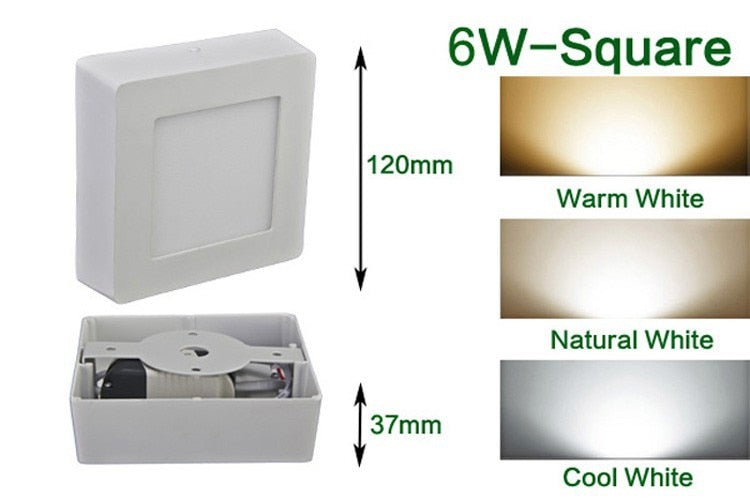 High brightness 6W 12W 18W 24W Round/Square LED panel light surface mounted downlight lighting LED ceiling down lamp AC85-265V