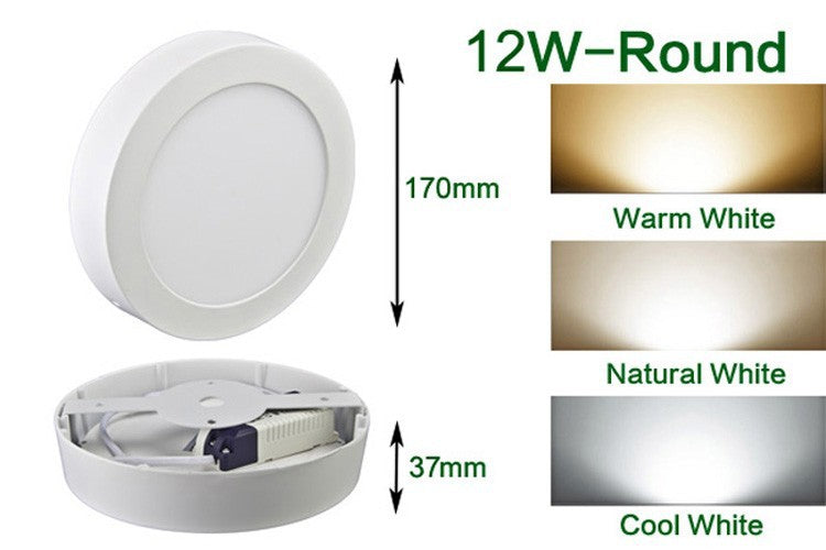 High brightness 6W 12W 18W 24W Round/Square LED panel light surface mounted downlight lighting LED ceiling down lamp AC85-265V