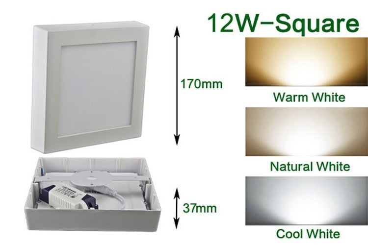 High brightness 6W 12W 18W 24W Round/Square LED panel light surface mounted downlight lighting LED ceiling down lamp AC85-265V