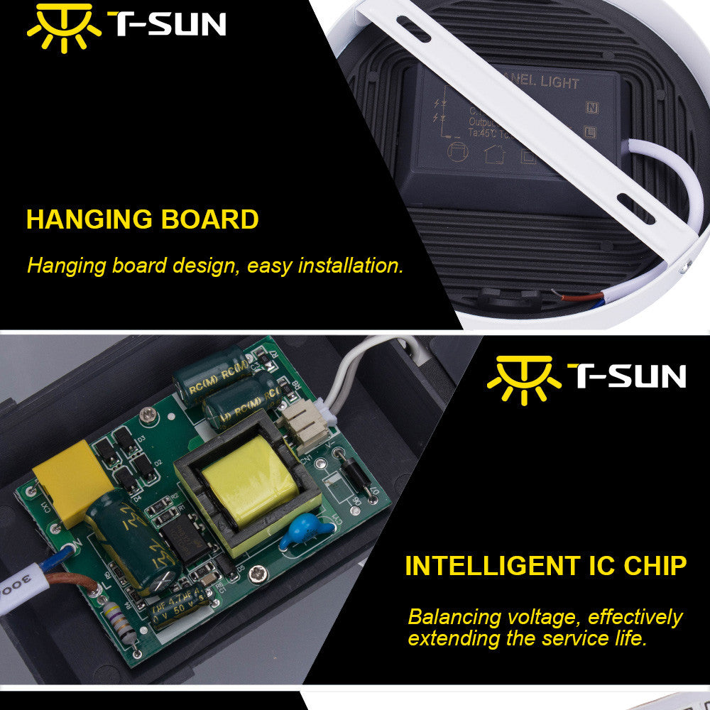 T-SUNRISE Ultra-thin LED Panel Downlight Panel Light Round Square LED Ceiling Recessed Surface Mounted LED lamp 8W/16W/24W/32W