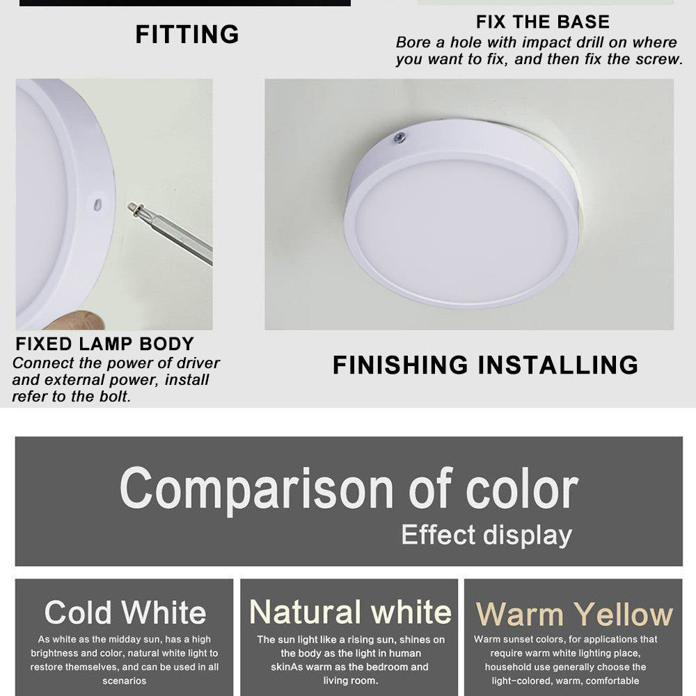 T-SUNRISE Ultra-thin LED Panel Downlight Panel Light Round Square LED Ceiling Recessed Surface Mounted LED lamp 8W/16W/24W/32W