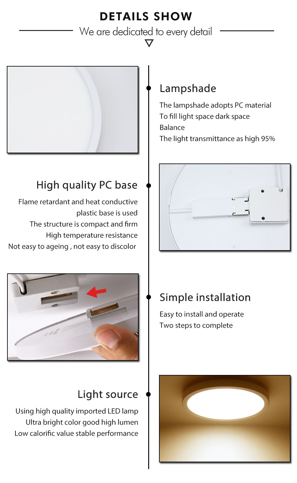 High brightness LED Circular Panel Light 6W 9W 13W 18W 24W Surface Mounted led ceiling light AC 85-265V lampada led lamp