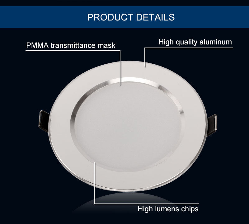 Led Downlight 3W 5W 7W 9W 12W 15W LED Ceiling Round Recessed Lamp 6Pcs 220V 230V LED Spot Light For Bathroom Kitchen