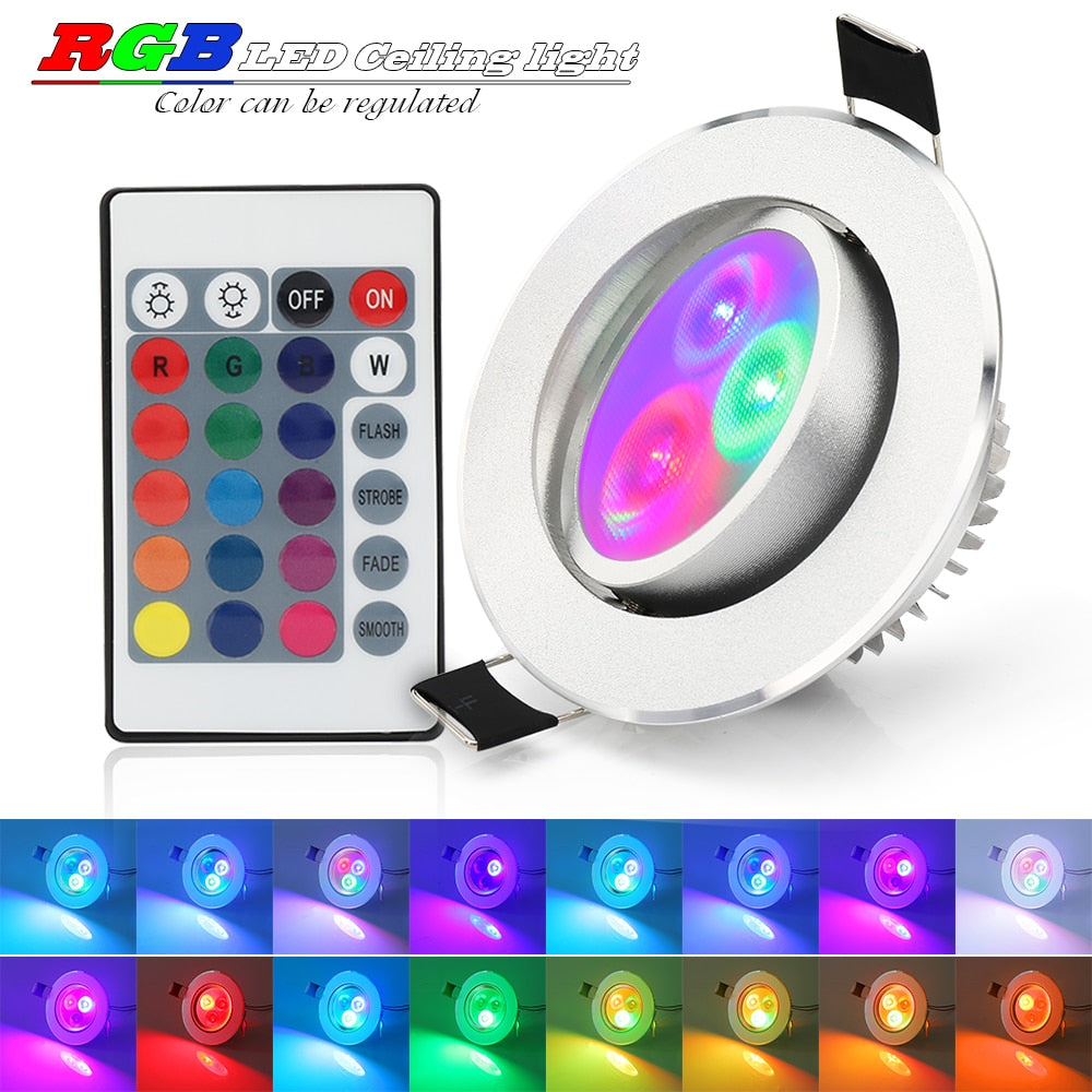 Downlight RGB LED Ceiling Lamp Spot Light with rgb controler 8pcs/lot 5W Recessed led lamp bulb pendant indoor lighting 85-265V