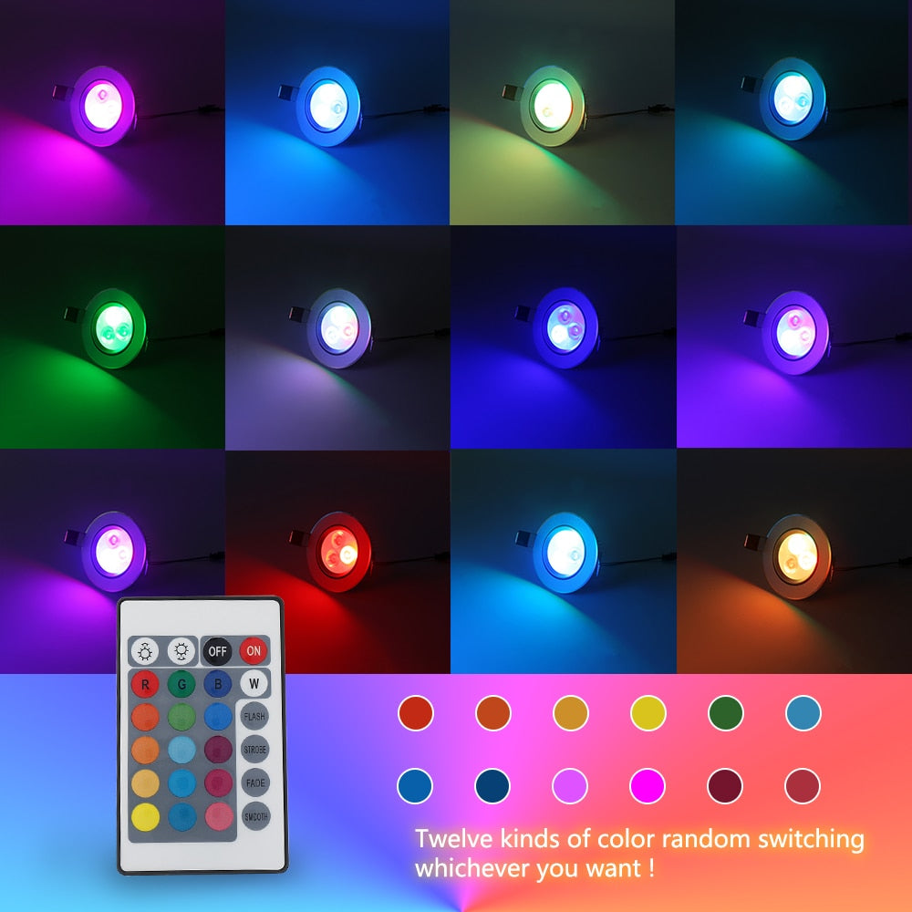 Downlight RGB LED Ceiling Lamp Spot Light with rgb controler 8pcs/lot 5W Recessed led lamp bulb pendant indoor lighting 85-265V