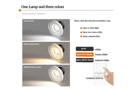 LED Ceiling light recessed downlight 5w 7w 9w 12w three colors Indoor Living room foyer Modern lamp For Home lighting