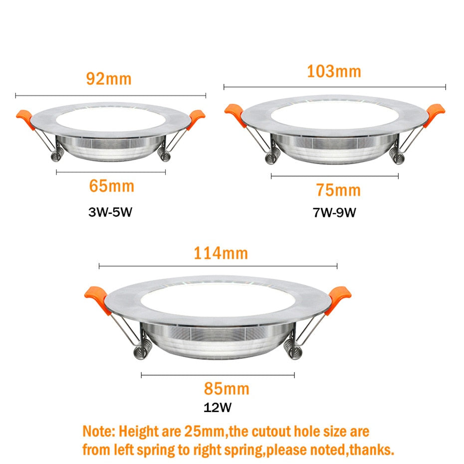 LED Downlight Ceiling silvery 12w 9w 7w 5w 3w Round Recessed Lamp 220V Led Bulb Bedroom Kitchen Indoor LED Spot Lighting