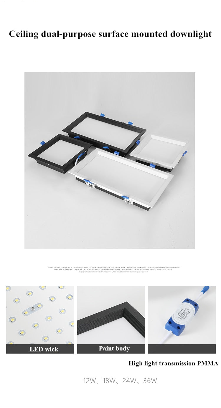 Led Panel 1pcs Dimmable Recessed led downlight 12W 18W 24w 30w Square LED Spot light led ceiling lamp AC110V 220V