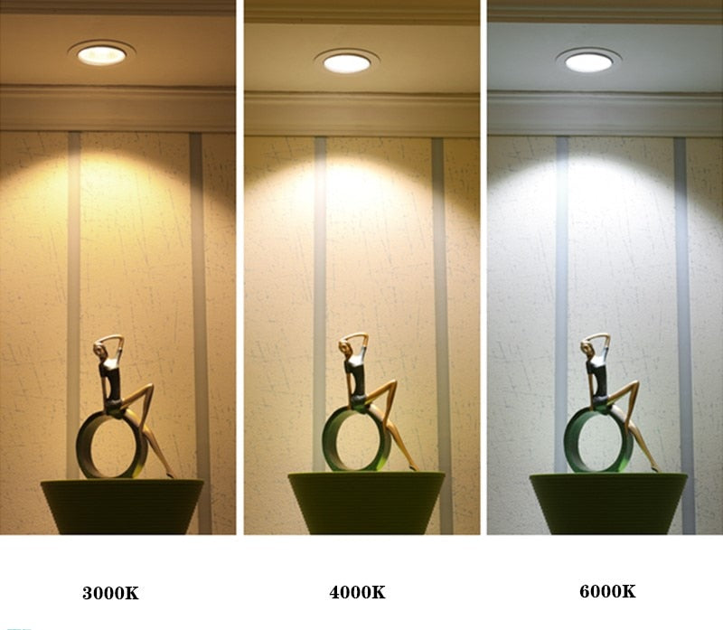 Super Bright Recessed LED Dimmable Downlight COB 3W 5W 7W 9W 12W 15W  LED Ceiling Spot Light LED Ceiling Lamp AC 110V 220V