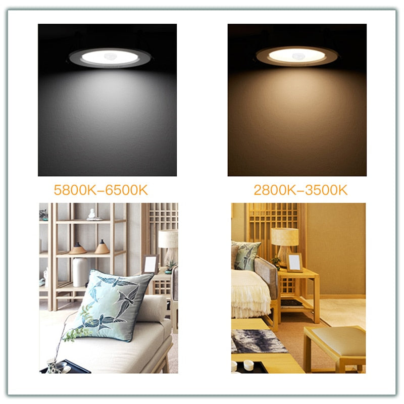 PIR Sensor Motion LED Downlight Night Light Recessed Ceiling Spot Lamp 20W 15W 10W 5W Downlight Bathroom Kitchen Indoor Lights