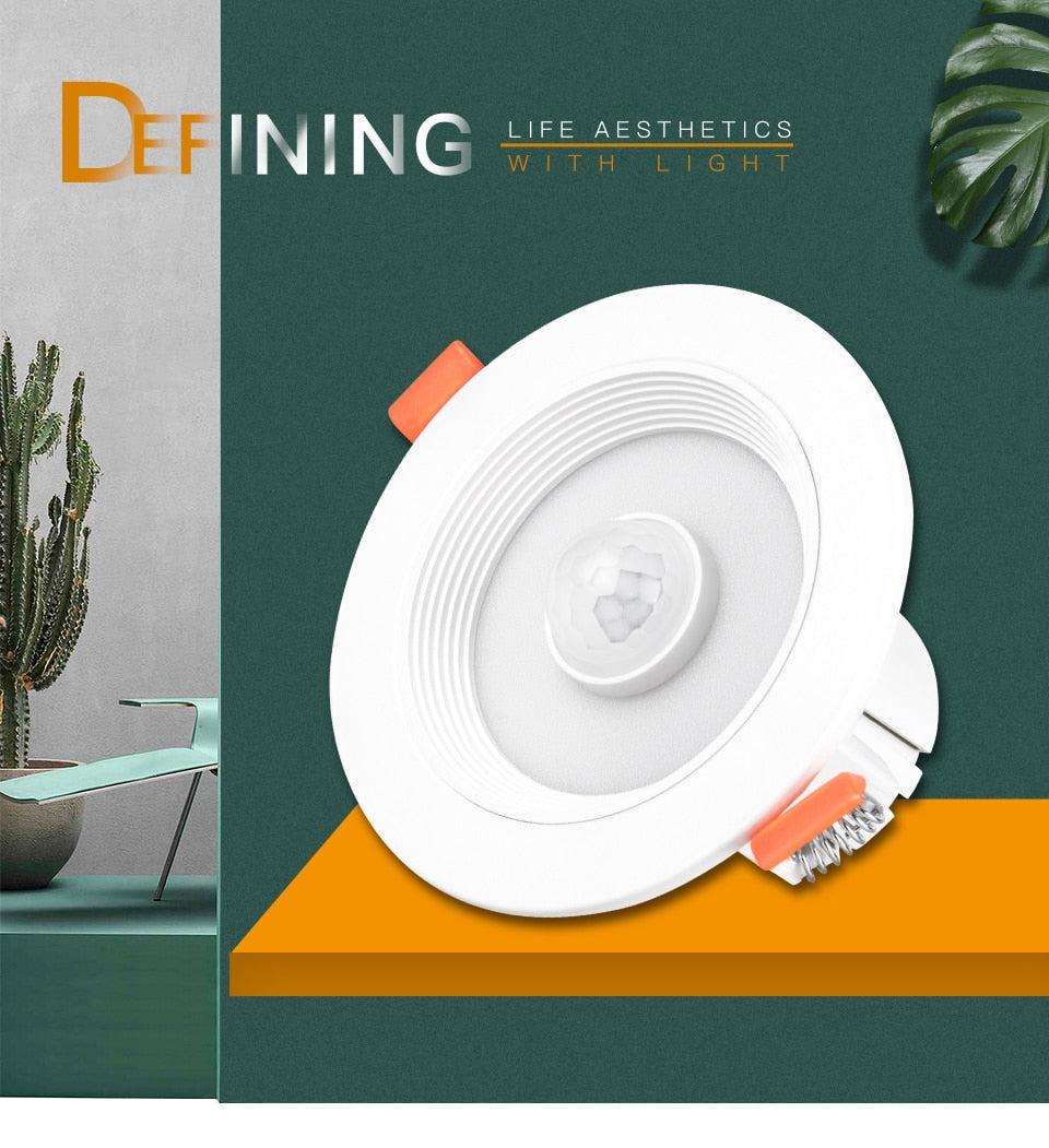 PIR Sensor Motion LED Downlight Night Light Recessed Ceiling Spot Lamp 20W 15W 10W 5W Downlight Bathroom Kitchen Indoor Lights