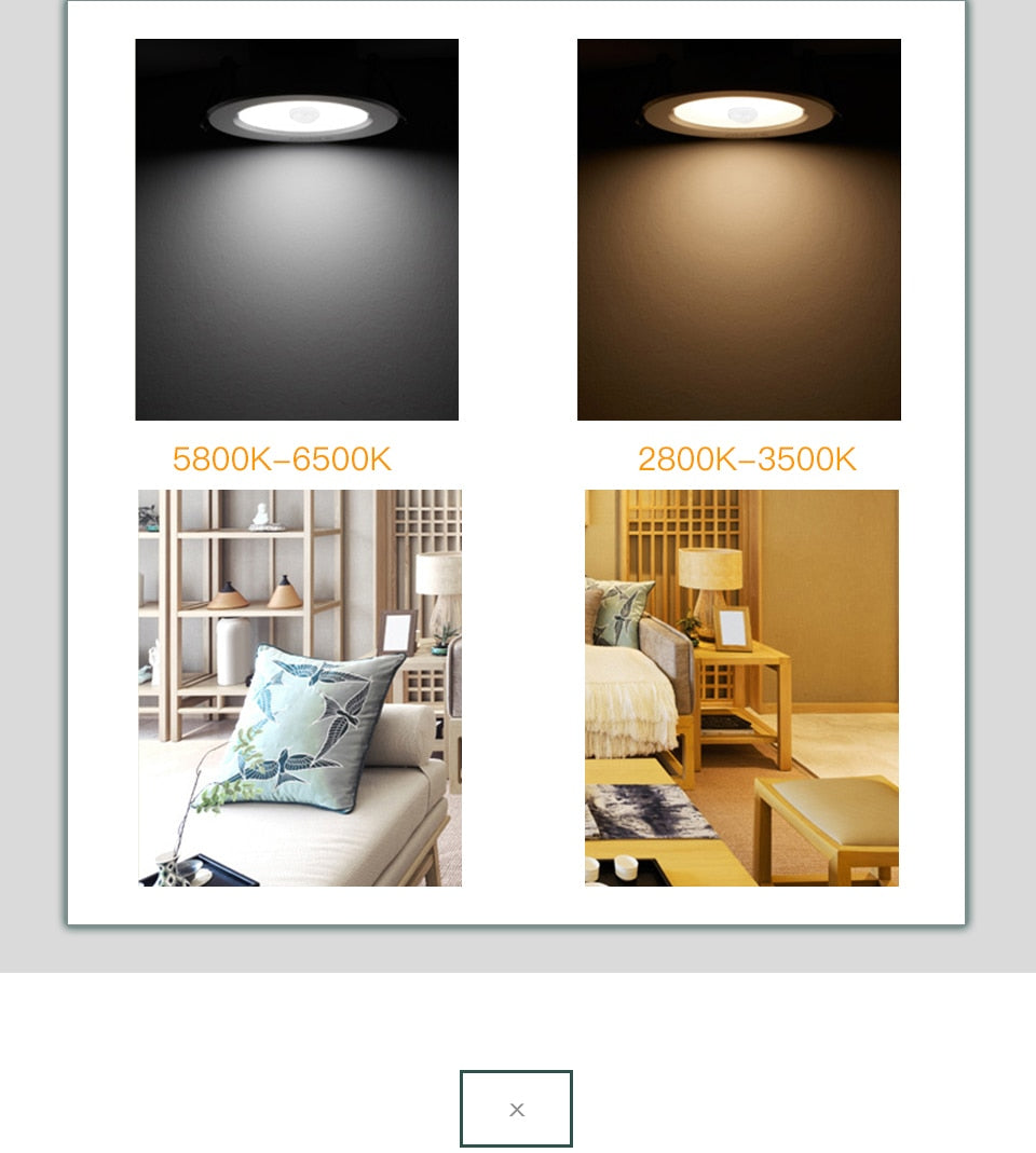 PIR Sensor Motion LED Downlight Night Light Recessed Ceiling Spot Lamp 20W 15W 10W 5W Downlight Bathroom Kitchen Indoor Lights