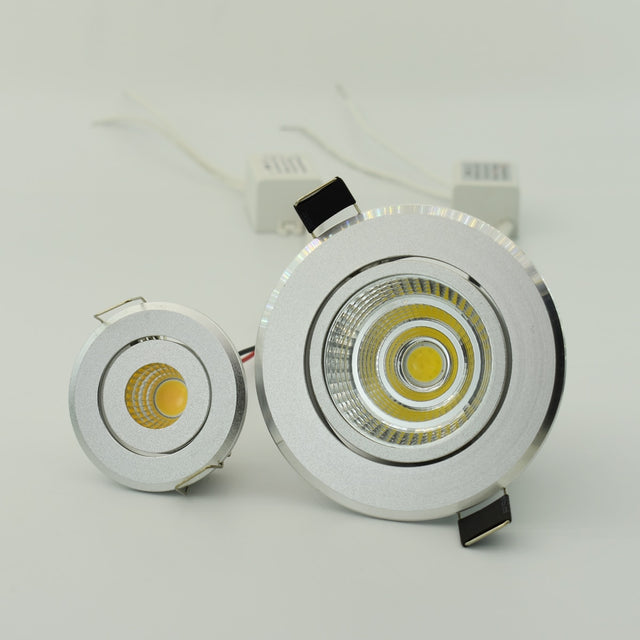 Silver spot led Mini 3W 5W 7W COB LED Downlight Dimmable Recessed Lamp Light for ceiling home office hotel 110V 220V