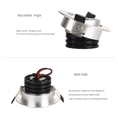 Silver spot led Mini 3W 5W 7W COB LED Downlight Dimmable Recessed Lamp Light for ceiling home office hotel 110V 220V