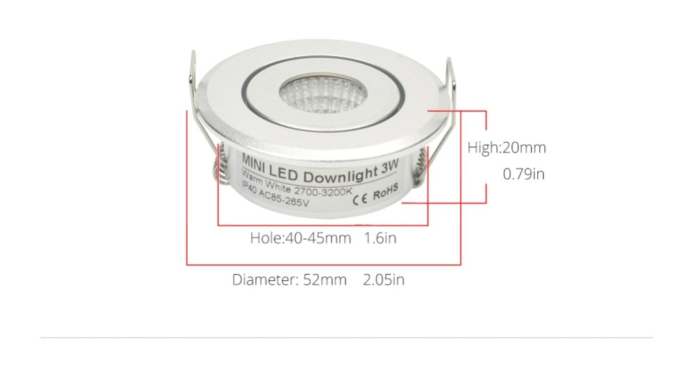Silver spot led Mini 3W 5W 7W COB LED Downlight Dimmable Recessed Lamp Light for ceiling home office hotel 110V 220V