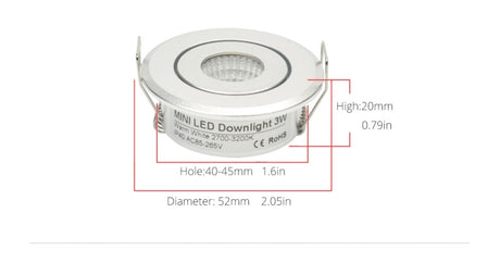 Silver spot led Mini 3W 5W 7W COB LED Downlight Dimmable Recessed Lamp Light for ceiling home office hotel 110V 220V