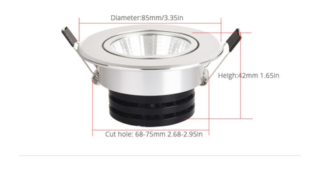 Silver spot led Mini 3W 5W 7W COB LED Downlight Dimmable Recessed Lamp Light for ceiling home office hotel 110V 220V