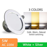 led downlight 3W 5W downlight Ultra Thin new six color led downlight ceiling AC220V 240V Round Recessed LED Spot Lighting